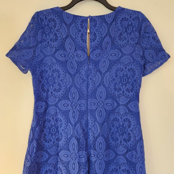 kensie, Cornflower Blue Keyhole SS Lined Lace Dress Size 6 NWOT - Picture 11 of 14